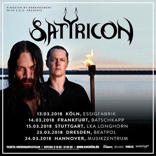 SATYRICON kündigen nach erfolgreicher Herbst-Tour einen zweiten Tourabschnitt an für 2018 !!!