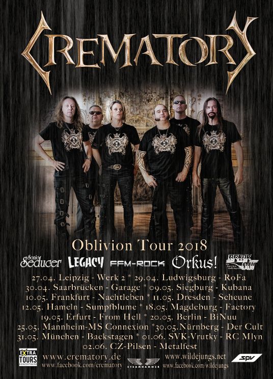 CREMATORY – „Oblivion“-Tour im April – Mannheim und Nürnberg-Termin verlegt