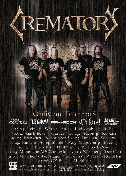 CREMATORY – „Oblivion“-Tour im April – Mannheim und Nürnberg-Termin verlegt