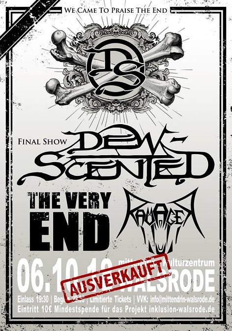 Final DEW-SCENTED Show in Walsrode sold out! Bis dahin noch einzelne Shows u.a. mit Prong!