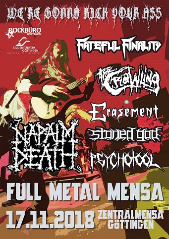 Full Metal Mensa am 17.11.2018 in Göttingen mit Napalm Death als Headliner!!!