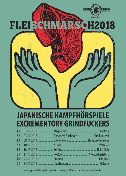 News: Excrementory Grindfuckers und Japanische Kampfhörspiele auf Tour – Fleischmarsch 2.0