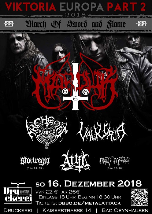 News: MARDUK / ARCHGOAT / VALKYRJA / ATTIC am 16.12.18 in Bad Oeynhausen