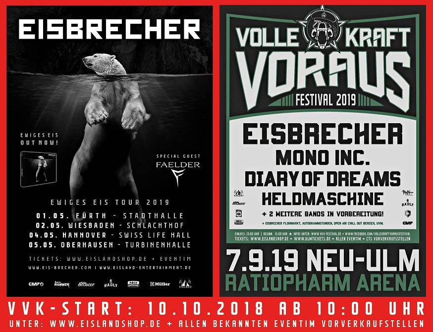 News: Eisbrecher – Tourtrailer online Tour und Volle Kraft Voraus Festival 2019