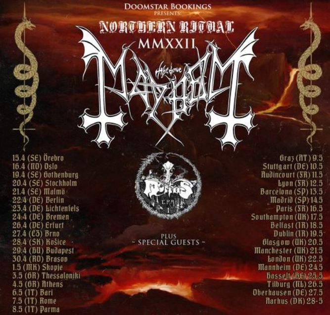 News: The True MAYHEM “Northern Ritual” European tour 2022 featuring Mortiis – re-scheduled dates!