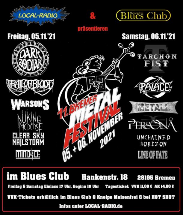 News: 11. Bremer Metal Festival am 05.11. + 06.11.2021 im Meisenfrei Blues Club Bremen