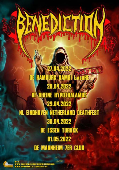 News: BENEDICTION nun ab April auf Tour, mit einigen Stationen in Deutschland