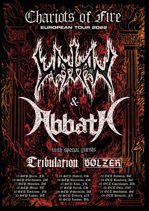 Vorbericht: „CHARIOTS OF FIRE“-TOUR 2022 mit ABBATH, WATAIN, Bölzer & Tribulation!