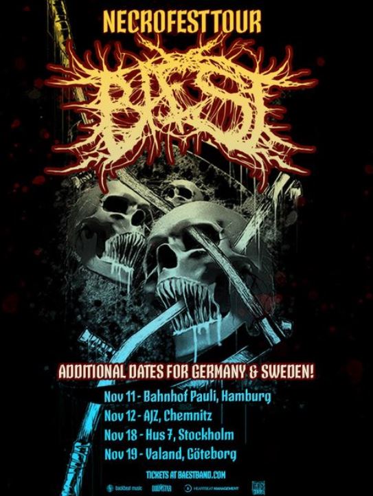 News: BAEST announce four club shows for their Necrofest-Tour 2022 in November!