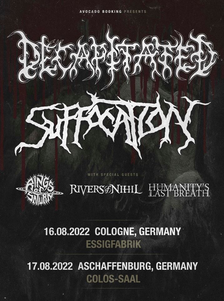 News: DECAPITATED & SUFFOCATION – zwei Livetermine in Deutschland; Support: Rings of Saturn, Rivers of Nihil!