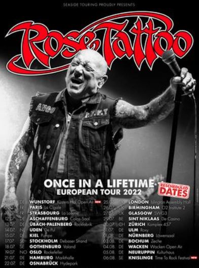 News: ROSE TATTOO – Once In A Lifetime European Tour 2022