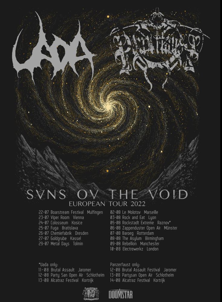 News: UADA announce „Svns Ov The Void“ European Tour 2022 featuring special guests PANZERFAUST!!