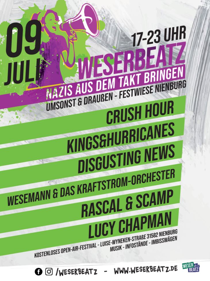 News: Weserbeatz Open Air 2022 – Umsonst & Draußen in Nienburg/Weser am 9. Juli! Timetable online!