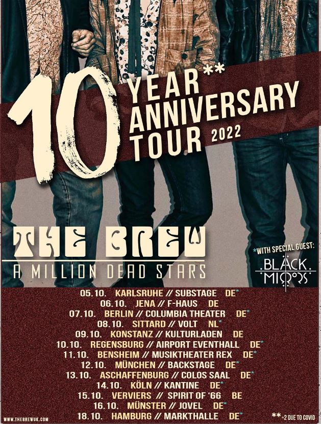 news: THE BREW (UK) – `10 (+2) Years `A Million Dead Stars`Anniversary – European Tour 2022`