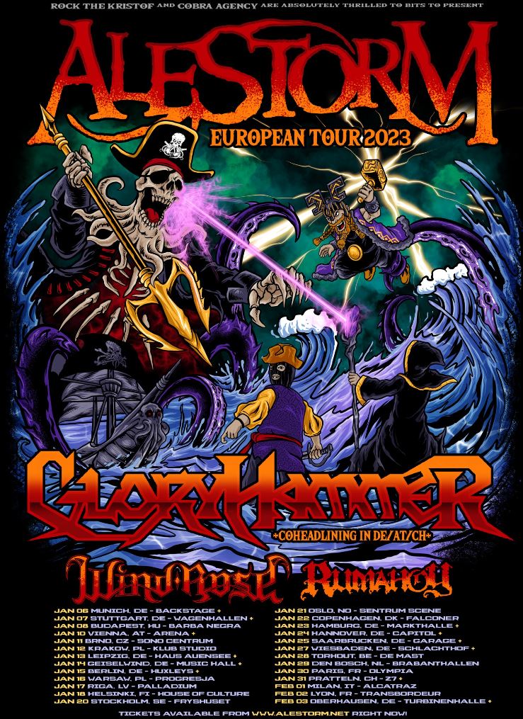 news: ALESTORM, GLORYHAMMER with Wind Rose & Rumahoy on massive EUROPEAN TOUR 2023