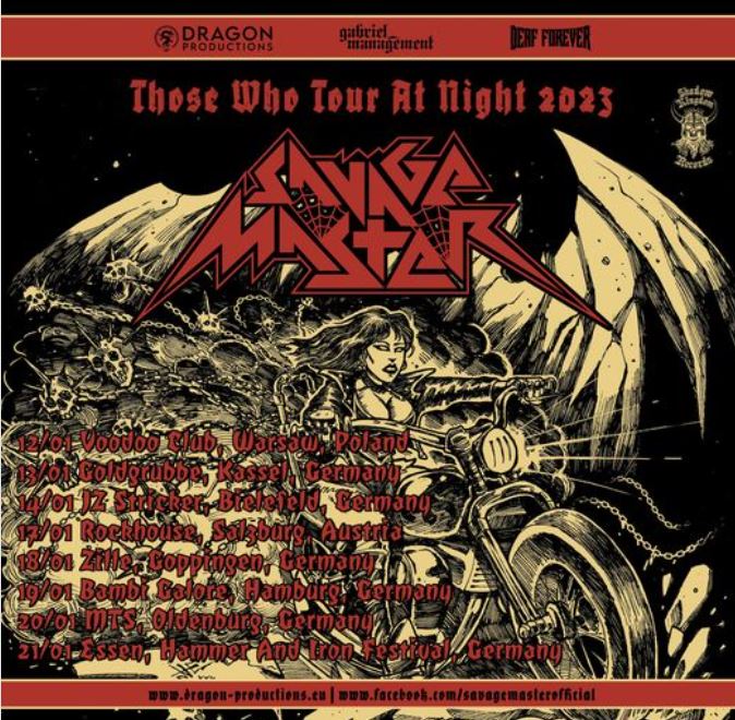 News: Savage Master announces „Those Who Tour At Night“ 2023 series of shows in Europe