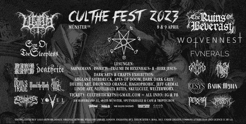 news: CULTHE FEST am 8. und 9. April 2023 in Münster mit u.a. THE RUINS OF BEVERAST, Ultha, WOLVENNEST, deathrite, FVNERALS, The Devil´s Trade, SUN OF THE SLEEPLESS…