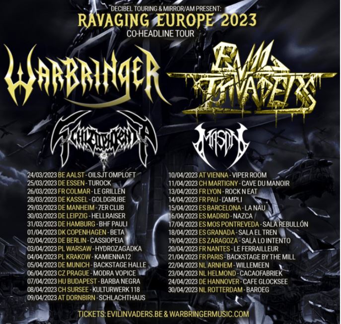 news: WARBRINGER Reveal „Unraveling“ Music Video + Kick Off European Tour 2023 with EVIL INVADERS
