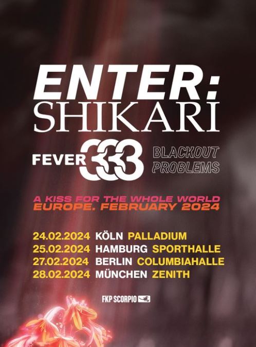 news: Enter Shikari ab Februar 2024 auf Deutschlandtournee „A Kiss For The Whole World”-Tour, Support: Fever333 & Blackout Problems