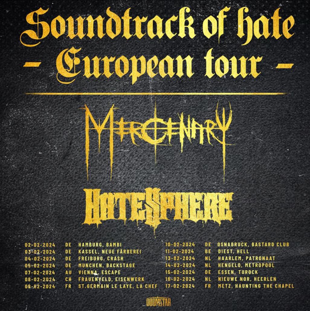 news: HateSphere and Mercenary announce their co-headline ‘Soundtrack of Hate’ EU tour 2024!