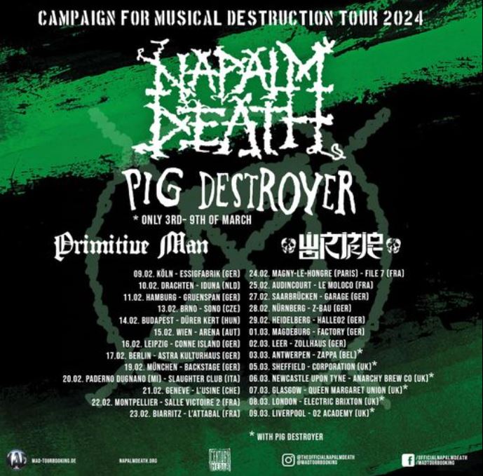 news: Napalm Death „Campaign for Musical Destruction Tour 2024“