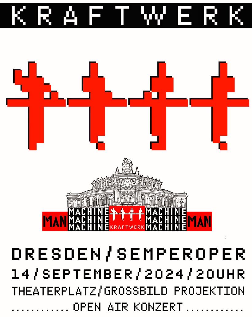 news: Die Electro Pioniere KRAFTWERK kündigen Open Air Konzert am 14.9.24 in Dresden an!