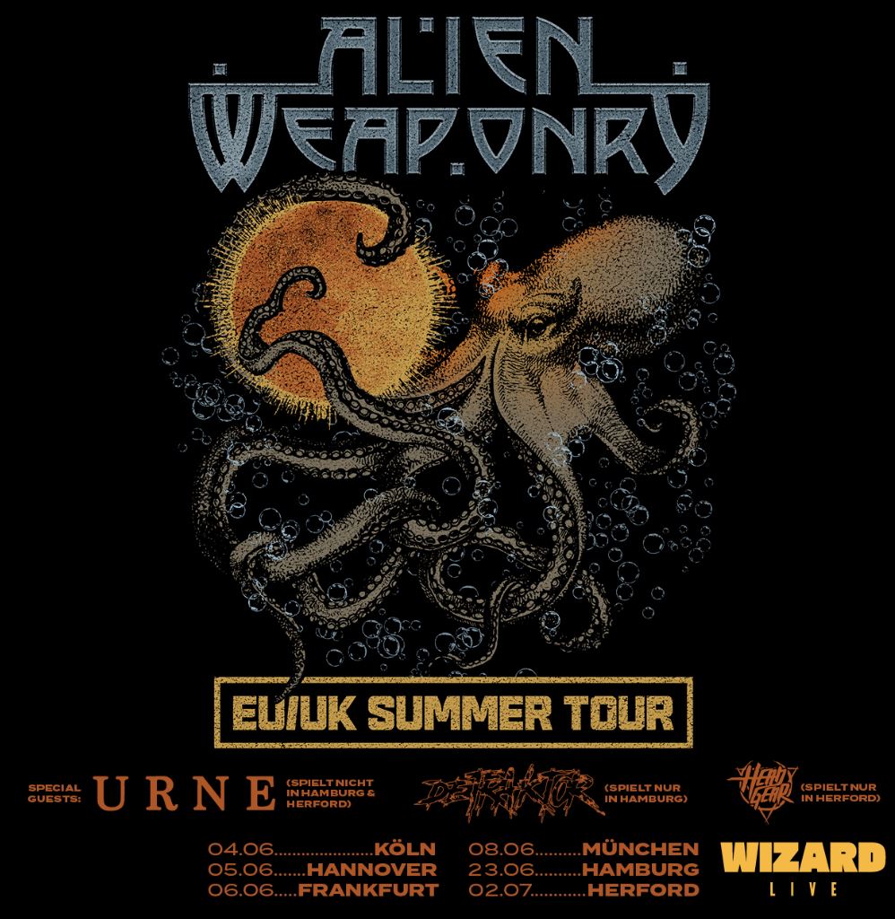 news: Alien Weaponry EU-Summer Tour 2024 mit Support: Urne bzw. Detraktor bzw. HeadGear!