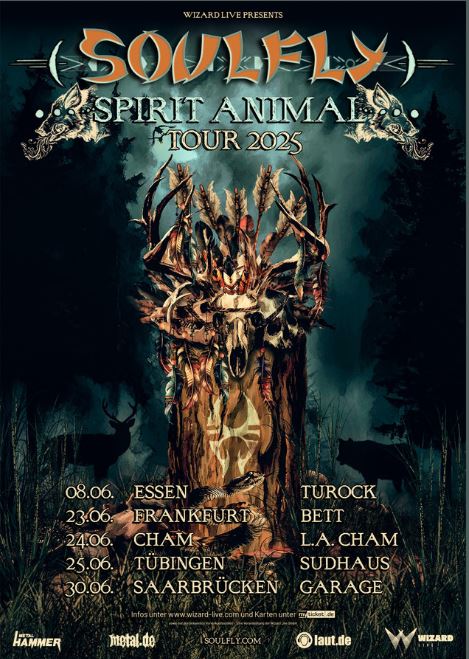news. Soulfly 2025 – „Spirit Animal Tour“ mit fünf Clubshows in Deutschland