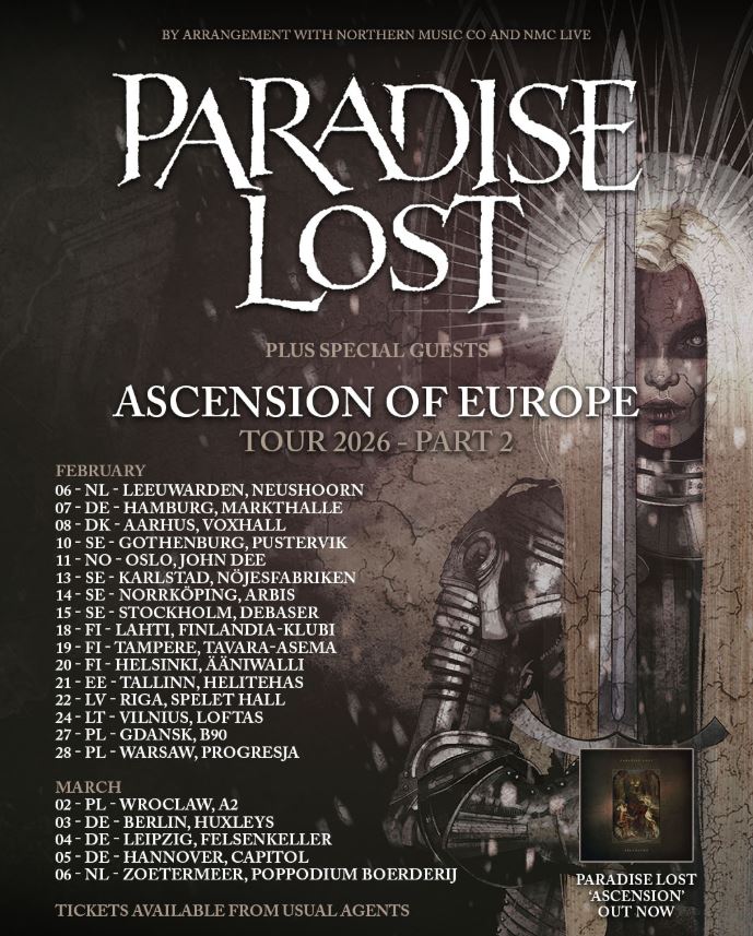 news. PARADISE LOST – kündigen zweite Etappe ihrer „Ascension Of Europe”-Tour 2026 an